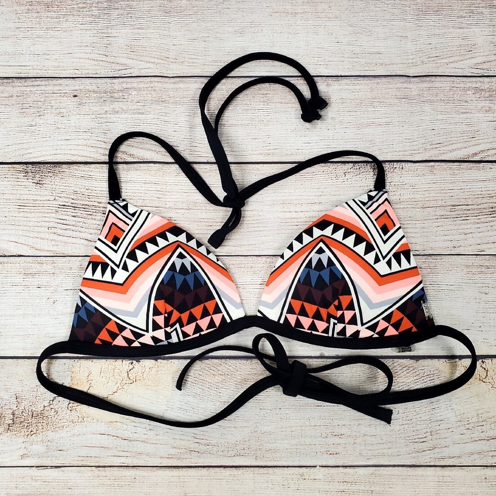 PINK Victoria's Secret Multicolor Aztec Print Self Tie Bikini Top Size Small
